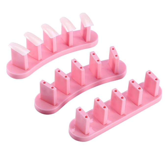 1 Set Afneembare Oefen Nagellak Training Houder Standaard   100 stuks Oefen Nageltips Roze geel