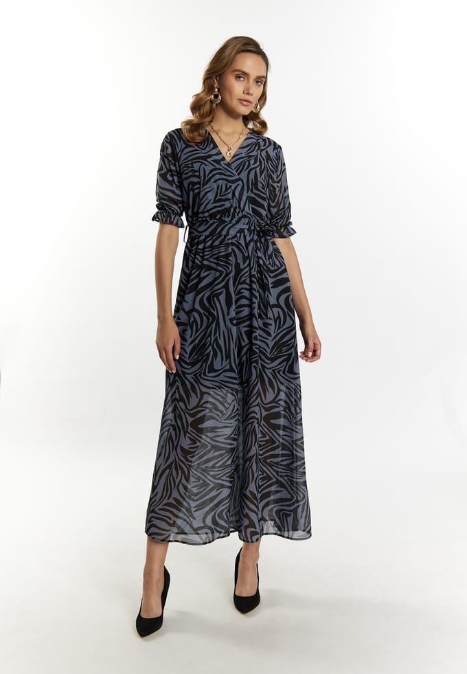 Faina Maxi-jurk met zebraprint Dames grijs/zwart