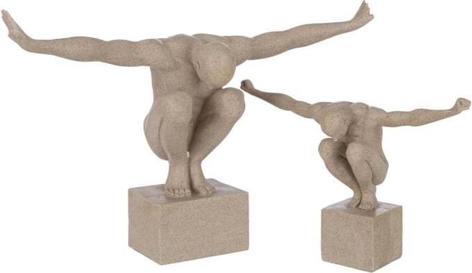 J-Line decoratie Sporter Op Voet - marmer/polyresin - beige - large