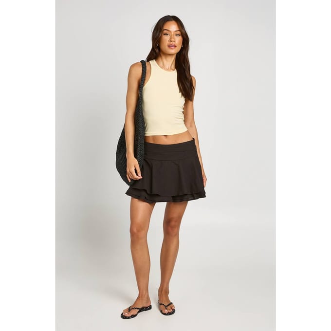 boohoo Dames Lange Linnen-look Rara Rok | Black | Maat: 8