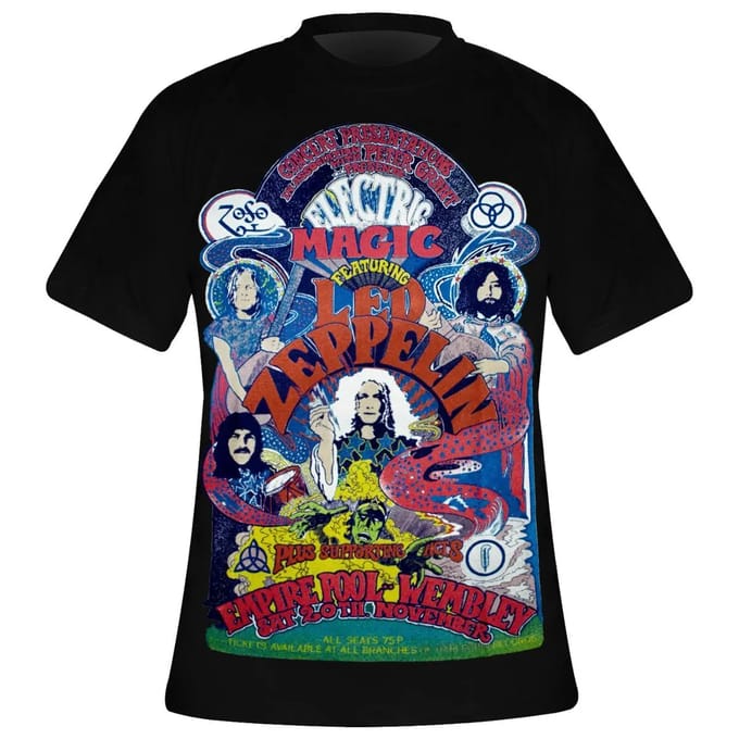 Led Zeppelin - Full Colour Electric Magic Heren T-shirt - M - Zwart
