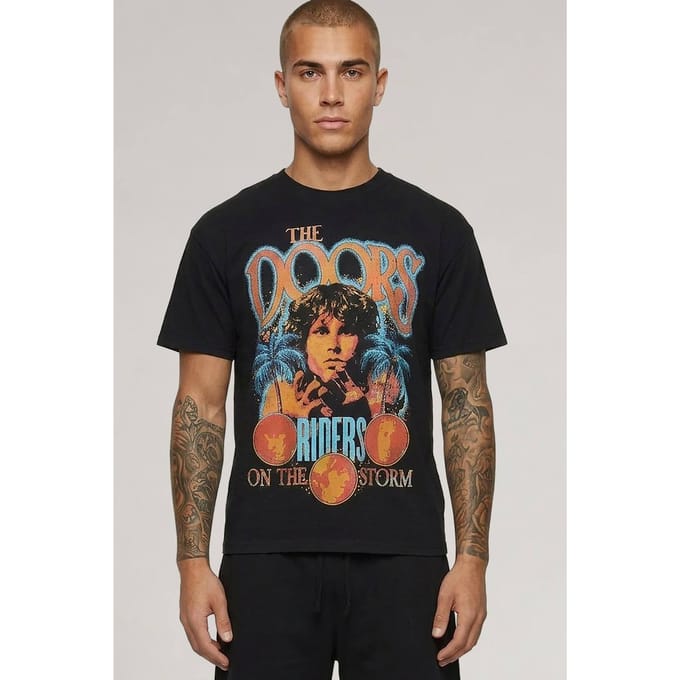 Oversized The Doors Licentie Print T-shirt | Black | Size Medium