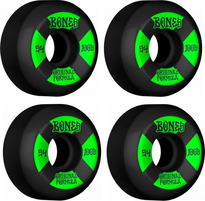 Bones Wheels 100's Black-Green V5 Sidecut 53mm