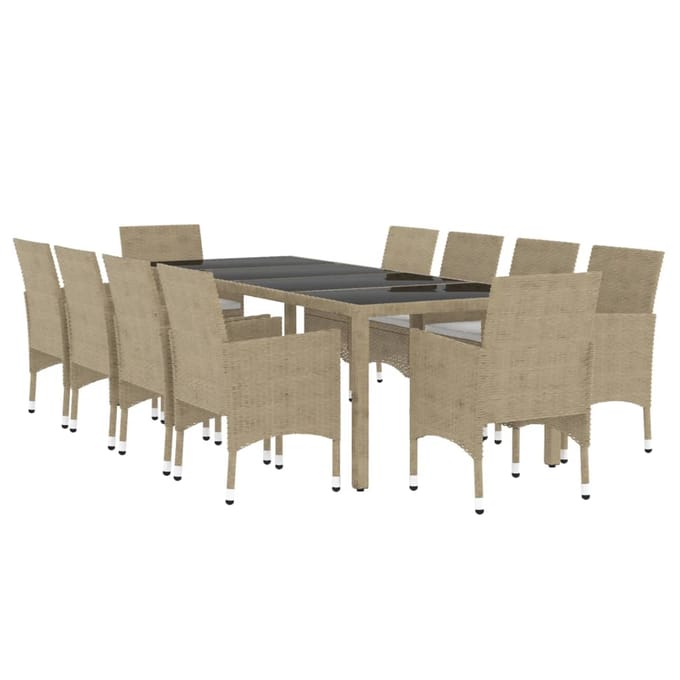 vidaXL - 11-delige - Tuinset - poly - rattan - beige