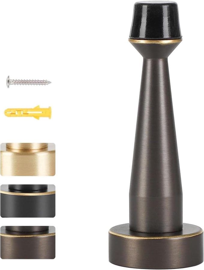 Messing Deurstop - Muurstopper - Deur en muur beschermen - Massief messing constructie - 8 cm hoog - Bruin goud