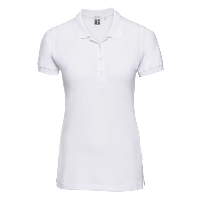 Russell Dames/Dames Piqué Stretch Poloshirt (Wit)