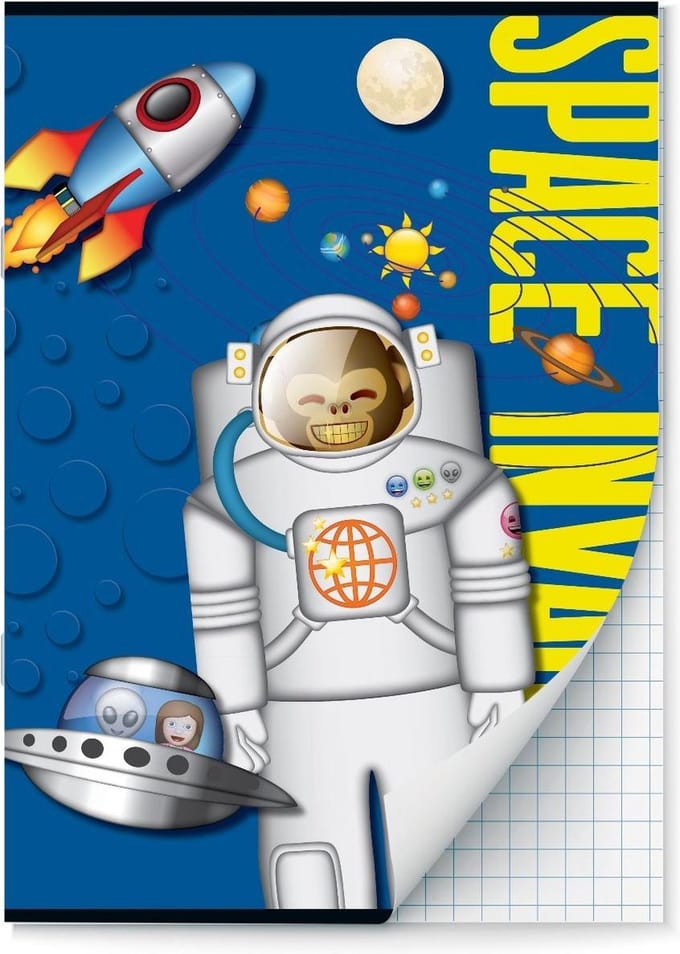 Emoji - Space Monkey schriften Ruit 10 mm A4 - 2 stuks