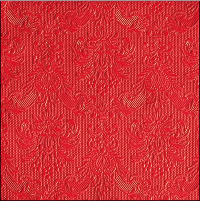 Servetten Luxe - 15x stuks - 40 x 40 cm - rood - barok patroon - 3 laags
