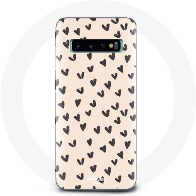 Hoesje voor Samsung Galaxy s10 edge Abstracte textuur achtergrond zwarte harten