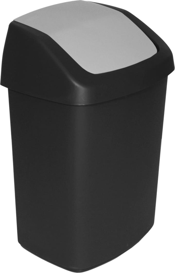 Curver afvalbak Swing - Prullenbak - 10L - Zwart - Grijs