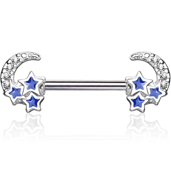 Tepelpiercing maan met sterren 1.6x14 - LMPiercings