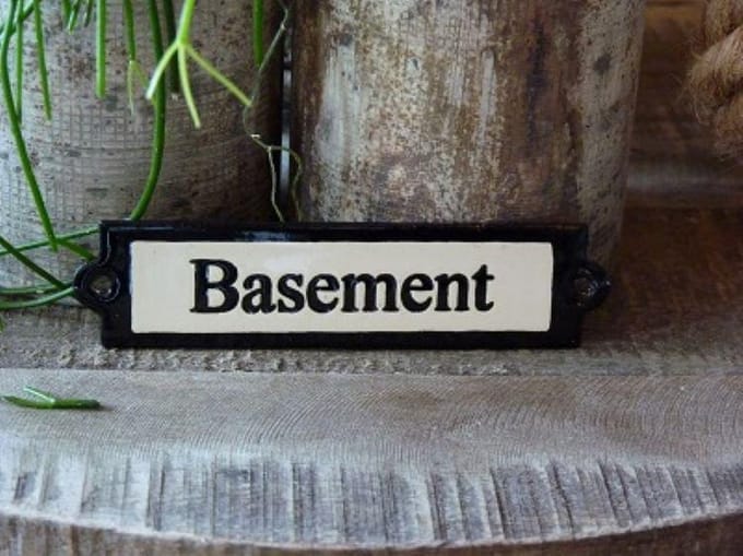 Emaille deurbordje recht 'Basement'