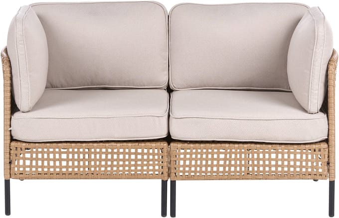 OMEGANA - Tweezitsbank - Lichtbeige - PE rotan
