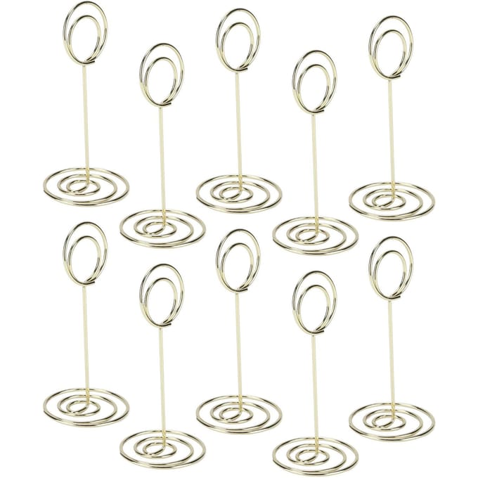 10 Stuks Tafelnummerhouder Galvanisatietechnologie Multifunctioneel Eenvoudig Gebruik Foto Memo Notitie voor beige