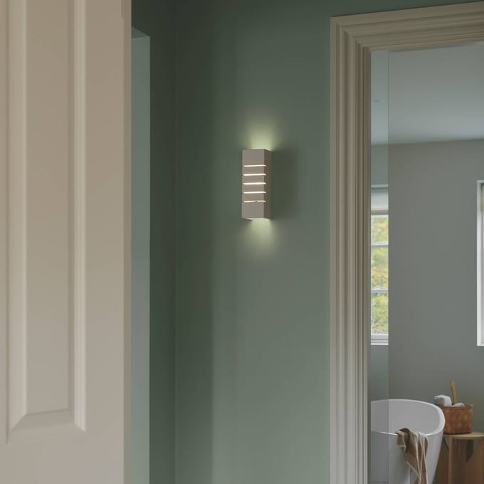 Nordlux Lancio Vierkante wandlamp van gips, met stekker, wit
