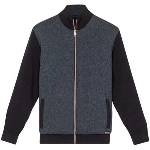 Baileys Vest Lined Cardigan Zip Fine Texture Pattern Cotton Cashmere Navy / male