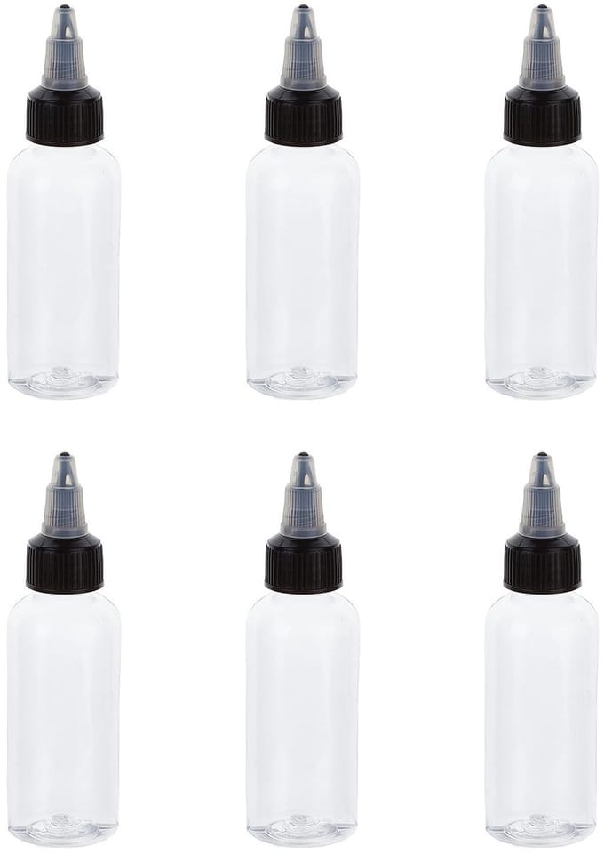 NTH products - Set van 6 Plastic Knijpflessen met Twist Top Cap - 60ml