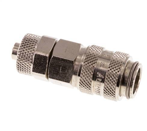 Vernikkeld Messing DN 5 Luchtkoppeling Snelkoppeling 6x8 mm Push-On Double Shut-Off - CLS5-N-BN-SV-6