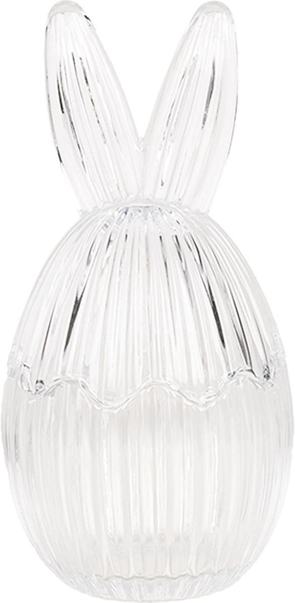Clayre & Eef Glazen potje Ei Ø 9x17 cm Transparant Glas