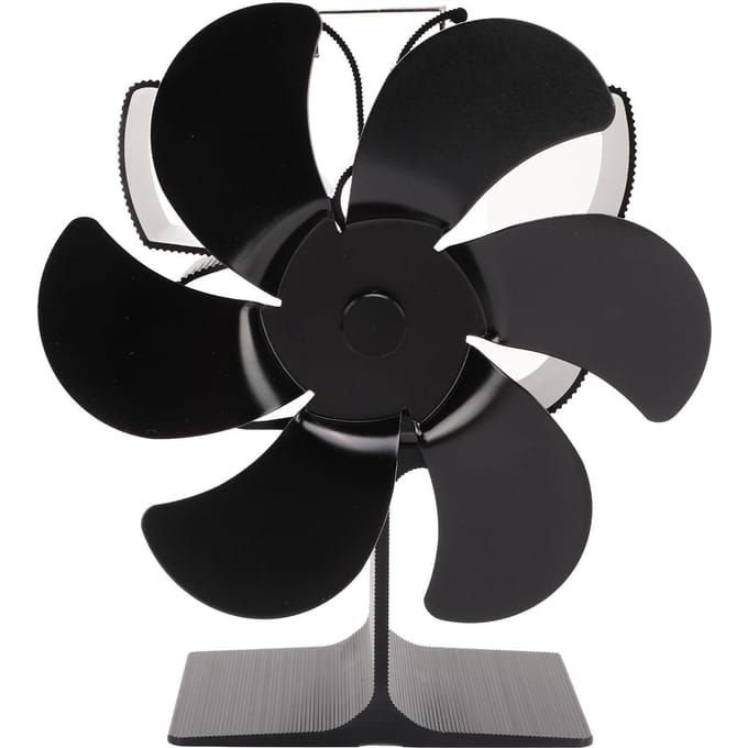 Warmte-aangedreven Kachelventilator 6 Bladen Openhaardventilator Thermische Kracht Hittebestendig Energiebesparend black