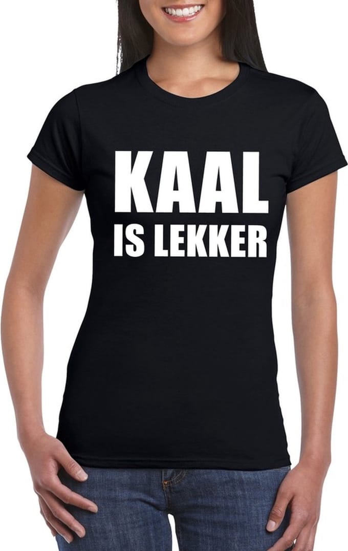 Zwart kaal is lekker t-shirt voor dames M