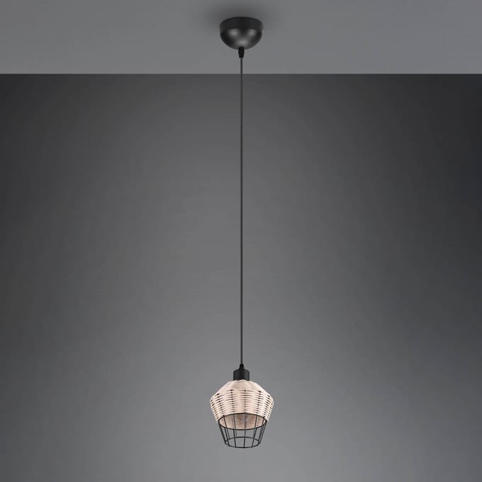 Reality Leuchten Borka hanglamp, 1-lamp, Ø 17,5 cm, Natur