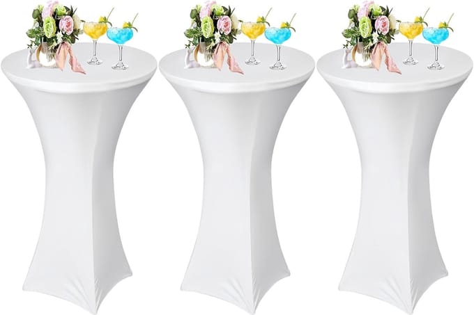 3 Stuks Cocktail Tafelhoezen Wit voor Staantafels 80x110cm
