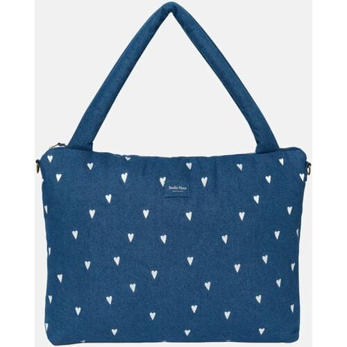 Studio Noos Denim Diaper Bag shopper dark blue hearts