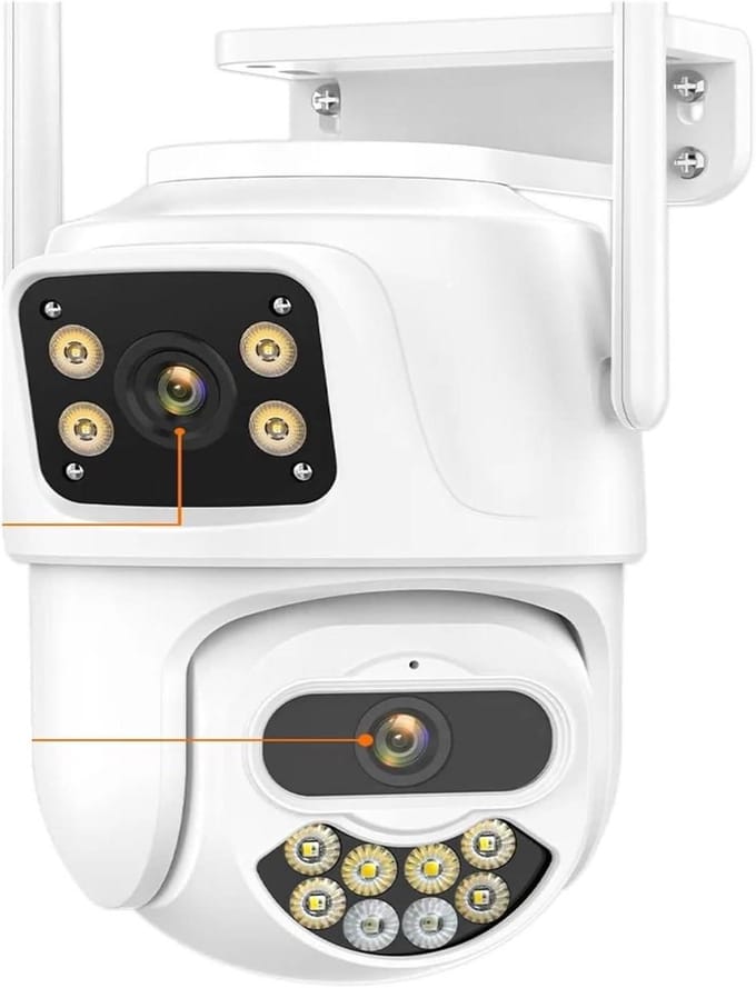 Beveiligingscamera Buiten - PTZ Camera Dual Lens - Huisbewaking - Dual Screen View - 8MP - Zwart