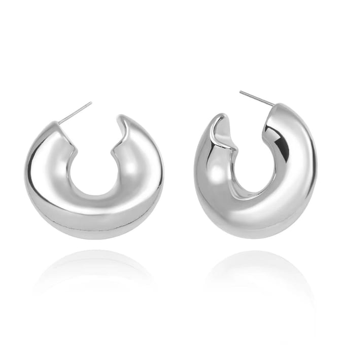 Silver Asymmetric Hoop Earrings