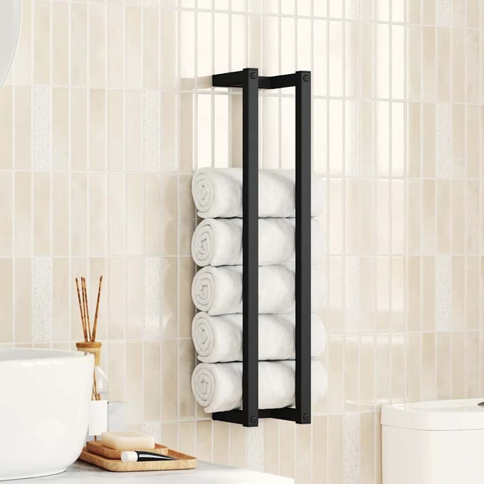 vidaXL - Handdoekenrek - 12,5x12,5x60 - cm - ijzer - zwart
