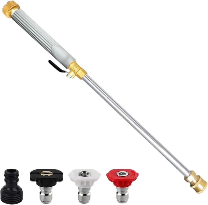 Hogedrukspuit Tuinslang - Reinigingsspuit - Buitenschoonmaak - Messing Aansluiting - 44 cm - Grijs