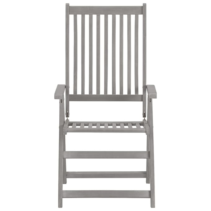 vidaXL - Verstelbare - klapstoelen, - 2 - stuks, - grijs, - massief - acaciahout