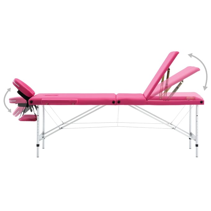 vidaXL - Massagetafel - inklapbaar - 3 - zones - aluminum - roze