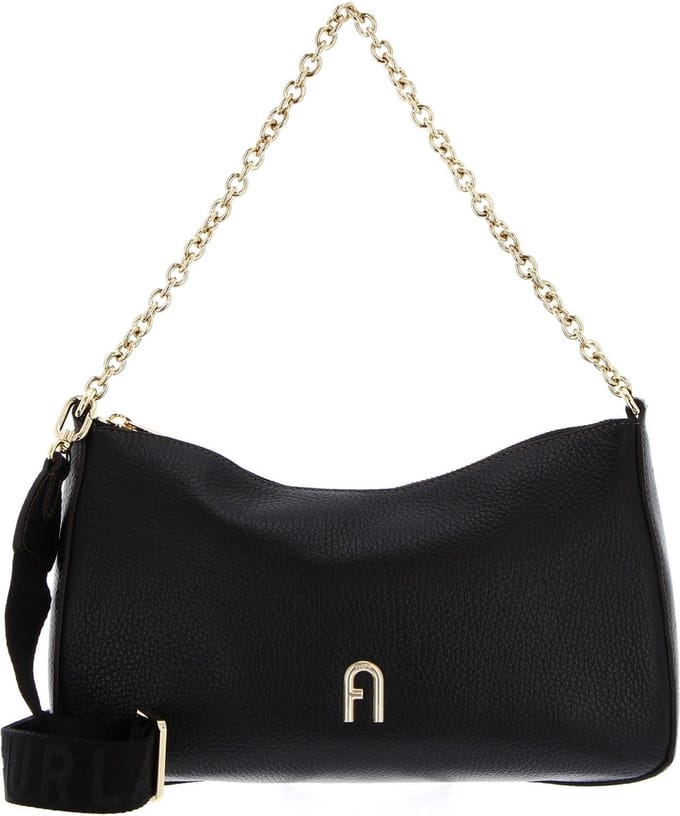 FURLA Leren Schoudertas Primula Crossbody Double Strap Nero Zwart