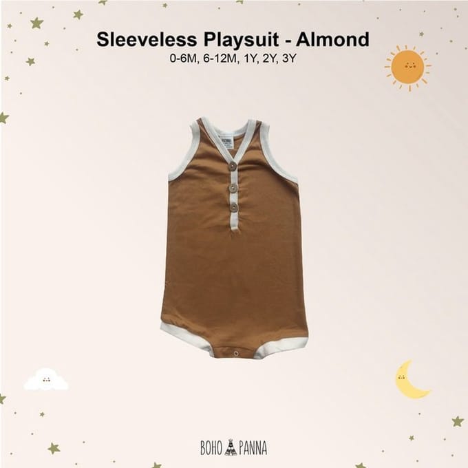 Playsuit - Jumpsuit - Romper - Bruin - Almond - Duurzaam handgemaakt - 1 jaar