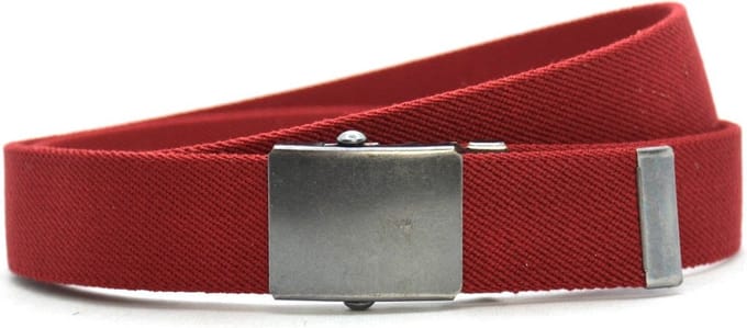 Timbelt Canvas elastische riem - rood - metalen schuifgesp - koppelriem - lengte 110 cm