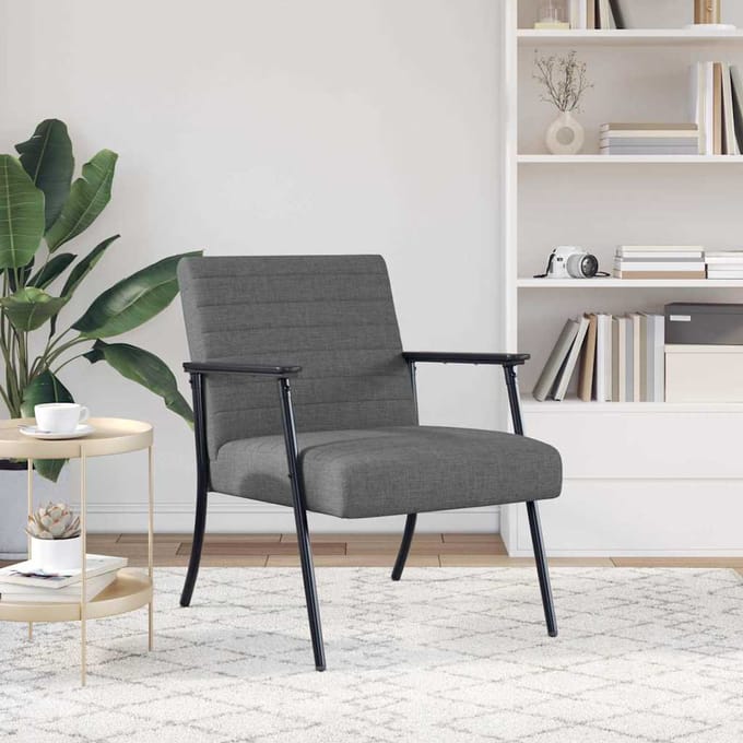 vidaXL - Fauteuil - Donkergrijs - 59 - x - 75 - x - 78 - cm - Stof