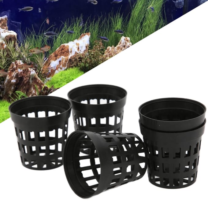 Lot de 10 paniers de plantation en plastique pour aquarium Large black