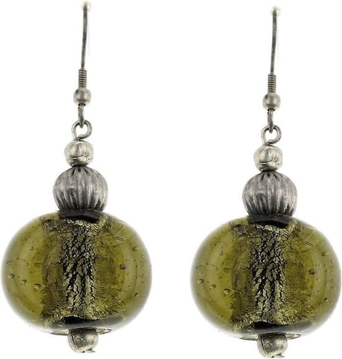 Behave - Oorhangers dames - Groene glaskraal - Retro stijl - Handgemaakt