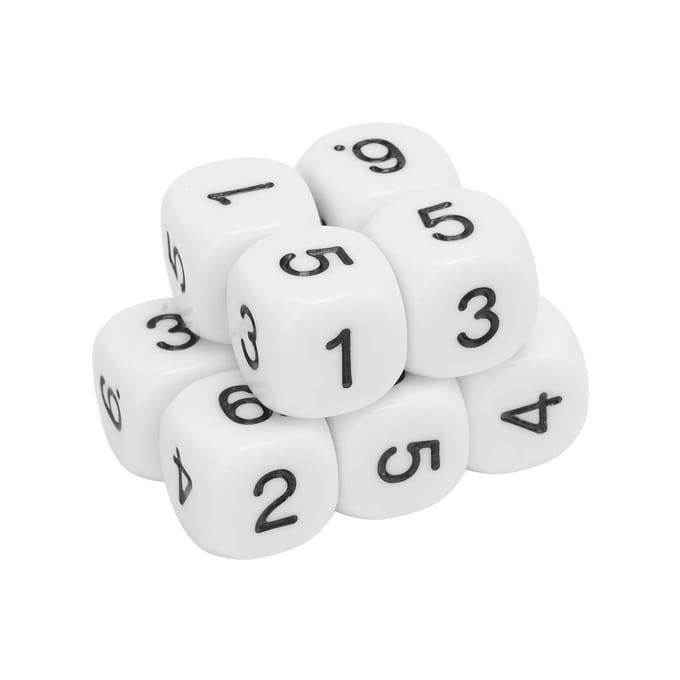 20 STUKS 6-zijdige getallen dobbelstenen plastic 16mm afgeronde hoek veelzijdige dobbelstenenset voor cijferonderwijsbord wit