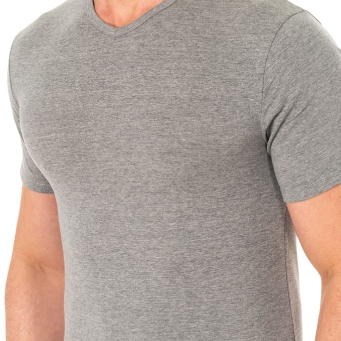 Heren-T-shirt korte mouw V-hals A040X