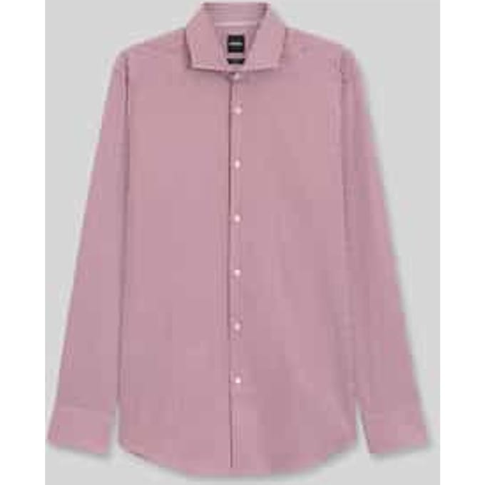 BOSS Hank slim fit overhemd - popeline - donkerrood met wit gestreept - Strijkvriendelijk - Boordmaat: 38 (EU maat: S)