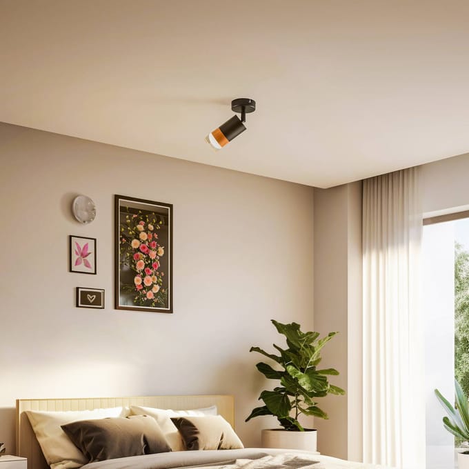 Envostar Fida plafondspot, 1-lamp, zwart