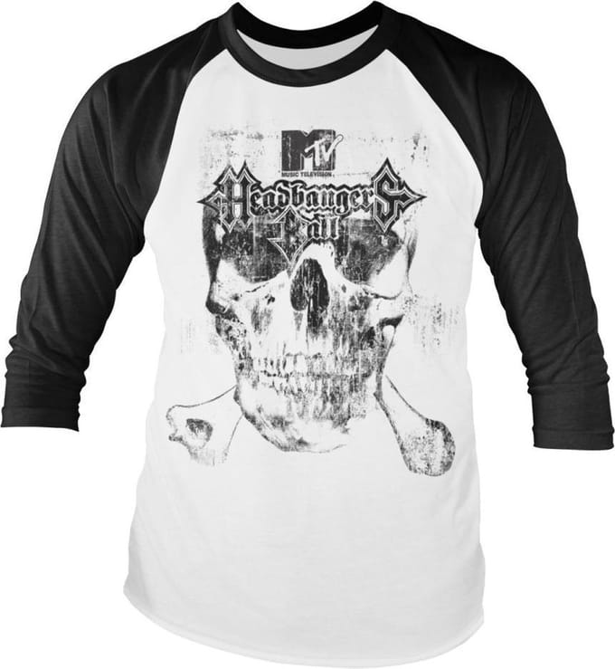 MTV Raglan top -S- Headbangers Ball Wit/Zwart