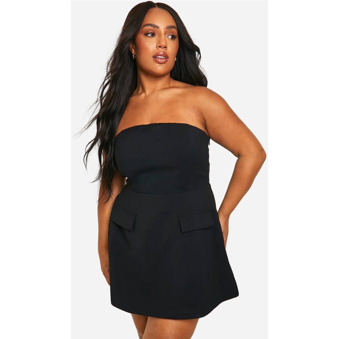 boohoo Dames Plus Gestructureerde Bandeau Mini-jurk | Black | Maat: 26