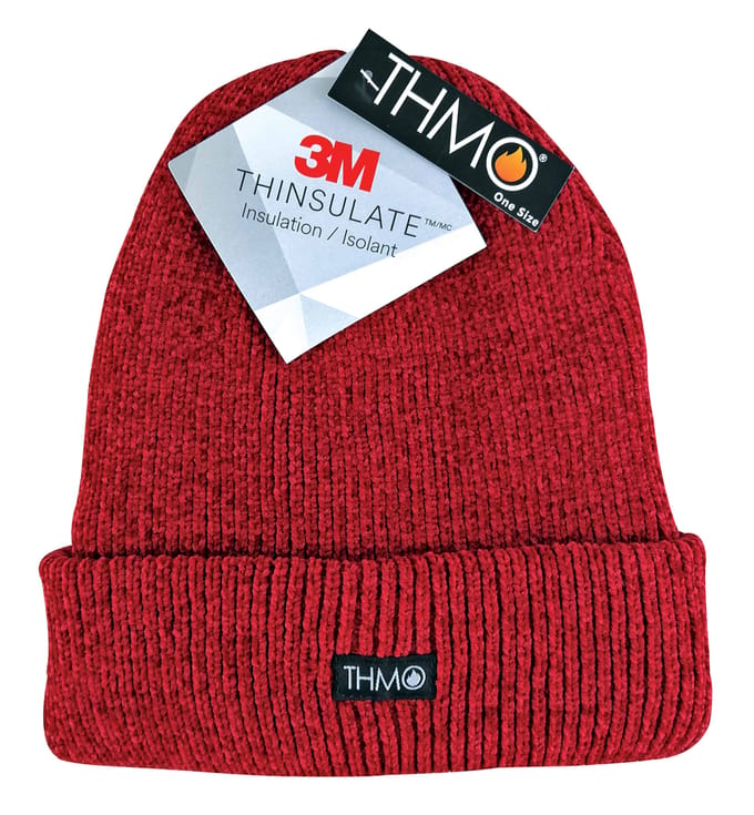 THMO - Dunsulate muts van 3 meter lang, chenille voor dames - Rood