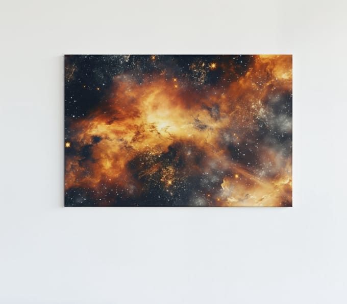 Canvas Schilderij - Abstract - Oranje - Wanddecoratie - 90x60x2 cm