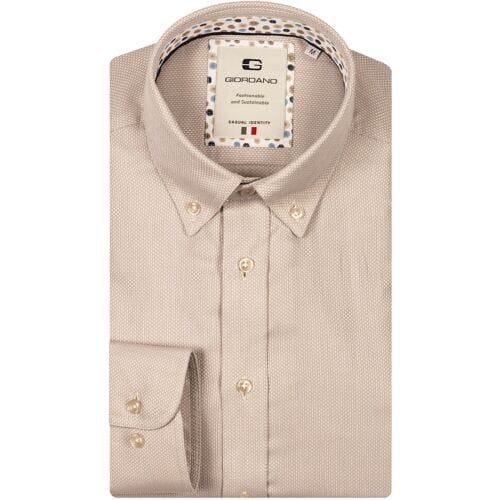 Giordano Overhemd Loretto Plain Dobby Texture Button Down Two-Ply Cotton Kitt / male