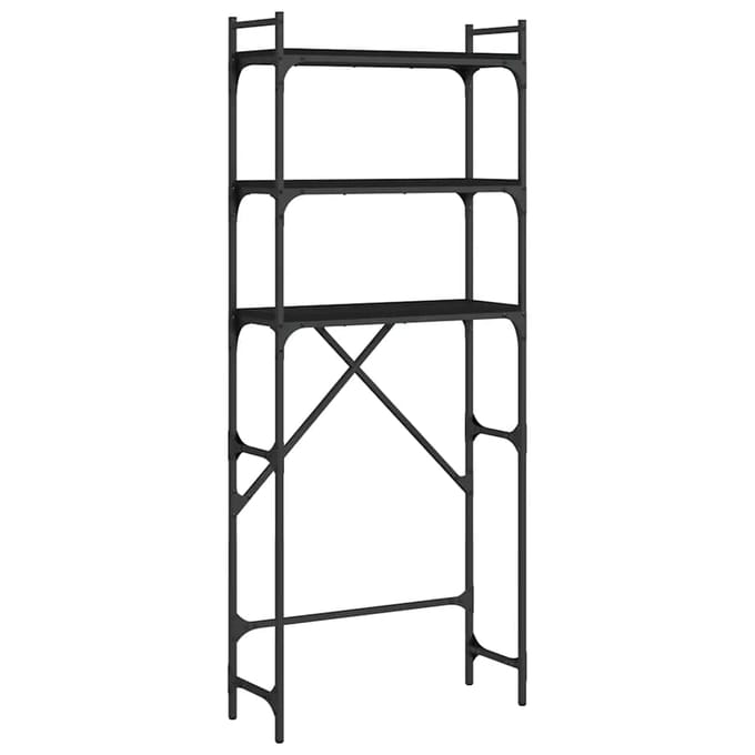 vidaXL - Wasmachinerek - 67x25x163 - cm - bewerkt - hout - zwart